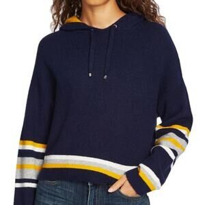 Court & Rowe Pullover Hoodie Sweatshirt Long Sleeves Stripe Navy Crush Small